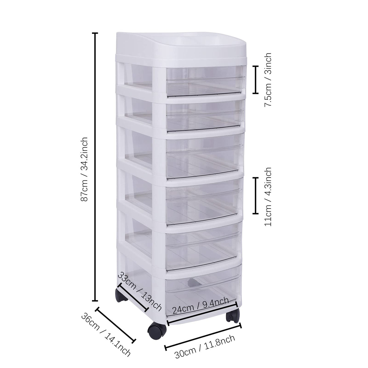 6 Drawer Rolling Storage Cart with Wheels C8754
