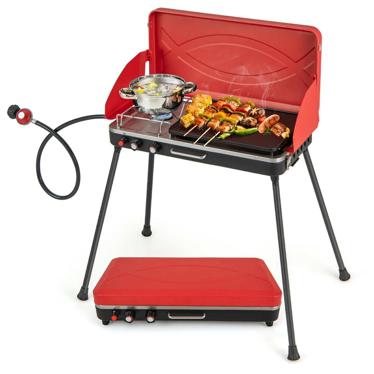 2-Burner Propane Camping Stove with Detachable Legs T735799