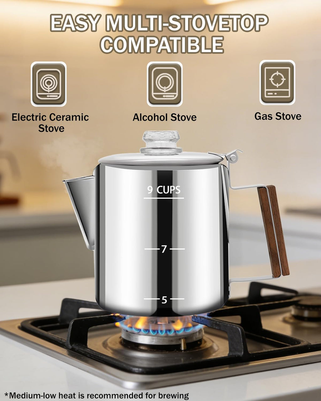 12 Cup Stainless Steel Coffee Percolator W939