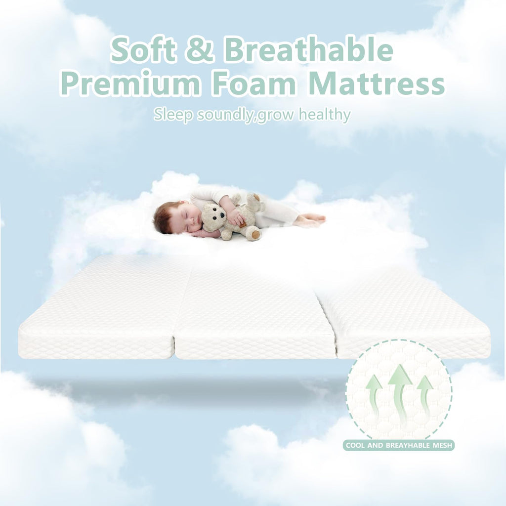 38”x26” Trifold Dual-Firmness Memory Foam Pack and Play Mattress O389367