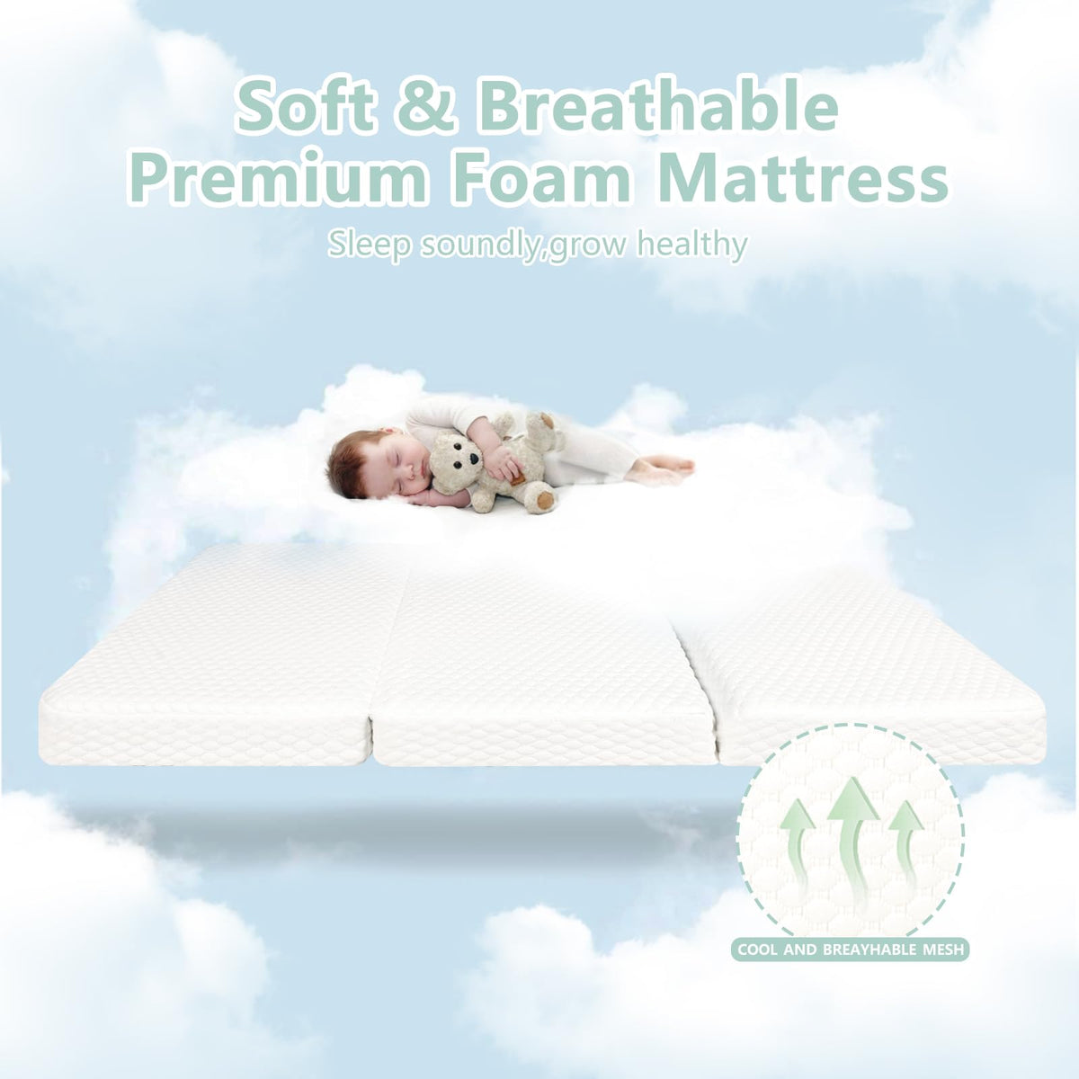 38”x26” Trifold Dual-Firmness Memory Foam Pack and Play Mattress O389367