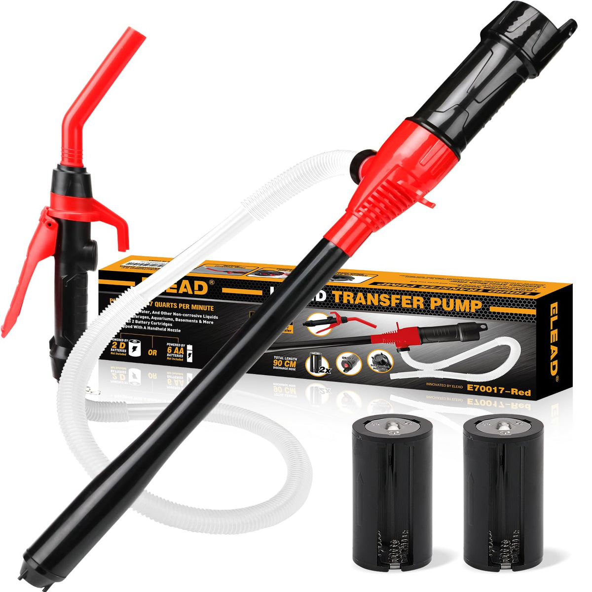 Portable Battery Powered Red Electric Fuel Water Transfer Pump 2.4 GPM B71317