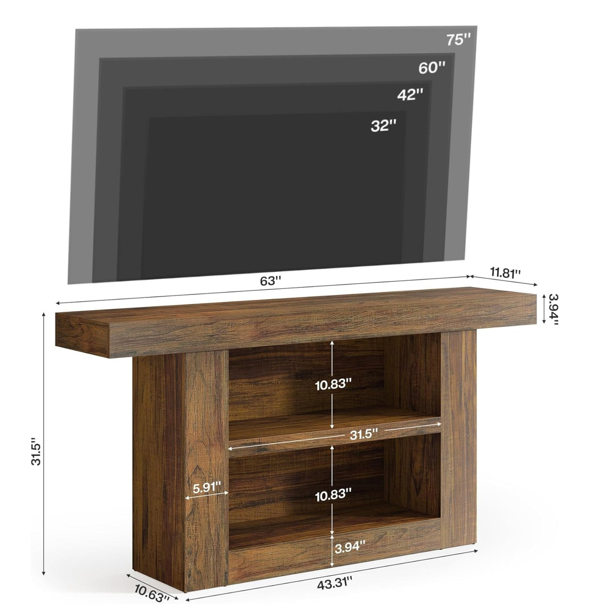 63" 3-Tier TV Stand M9990