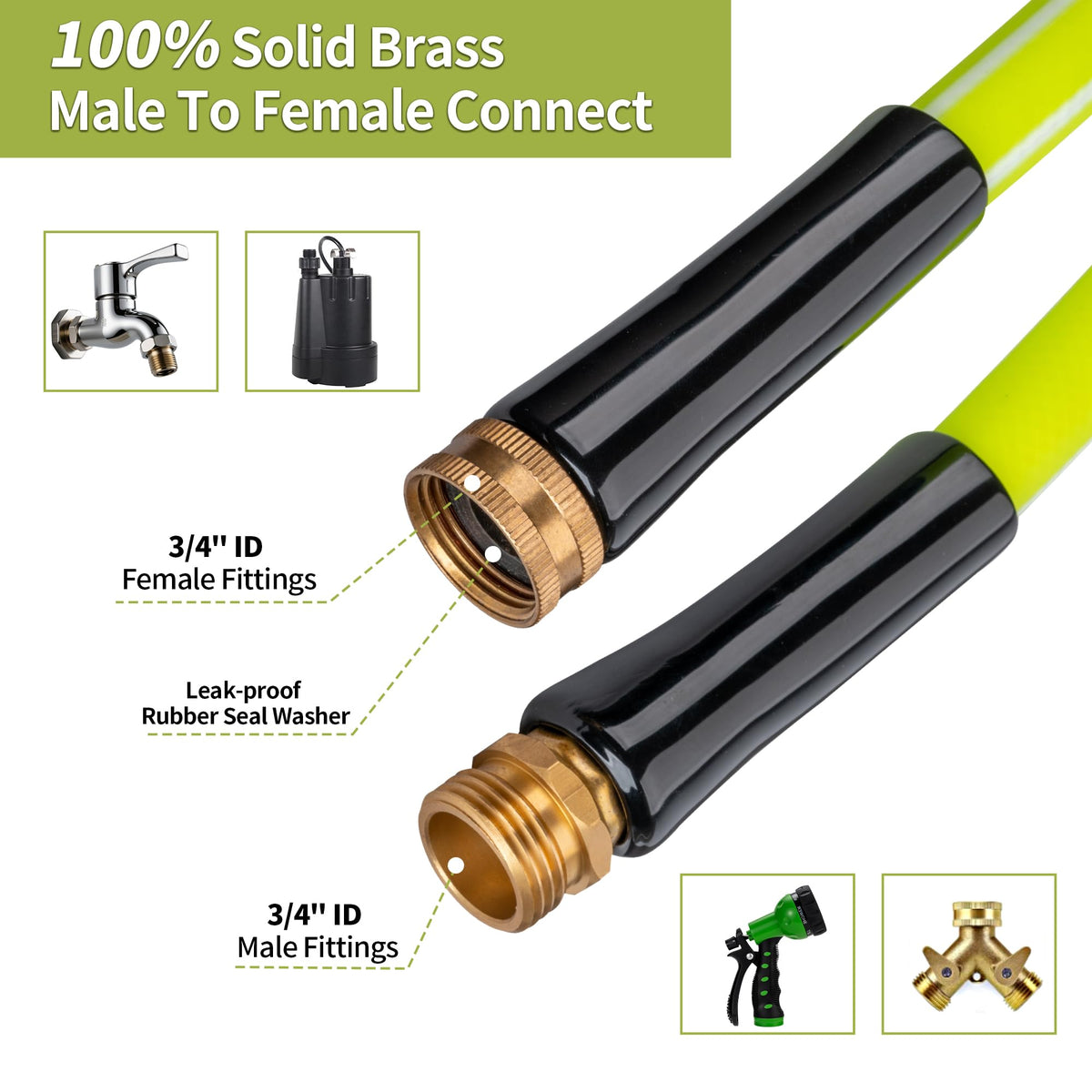 100FT x 5/8" Lightweight Hybrid Rubber Garden Hose W27580