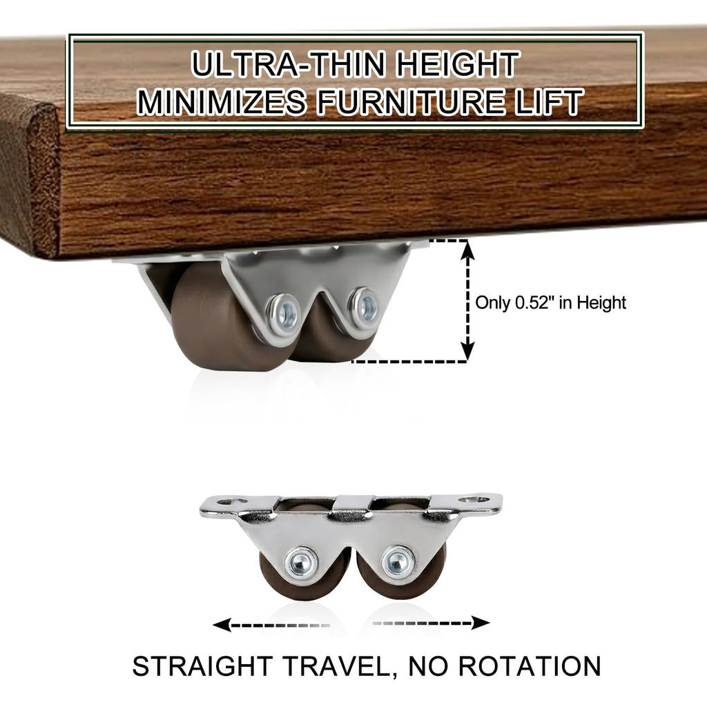0.5" Dual-Wheel Mini Caster Wheels, 8-Pack L5748