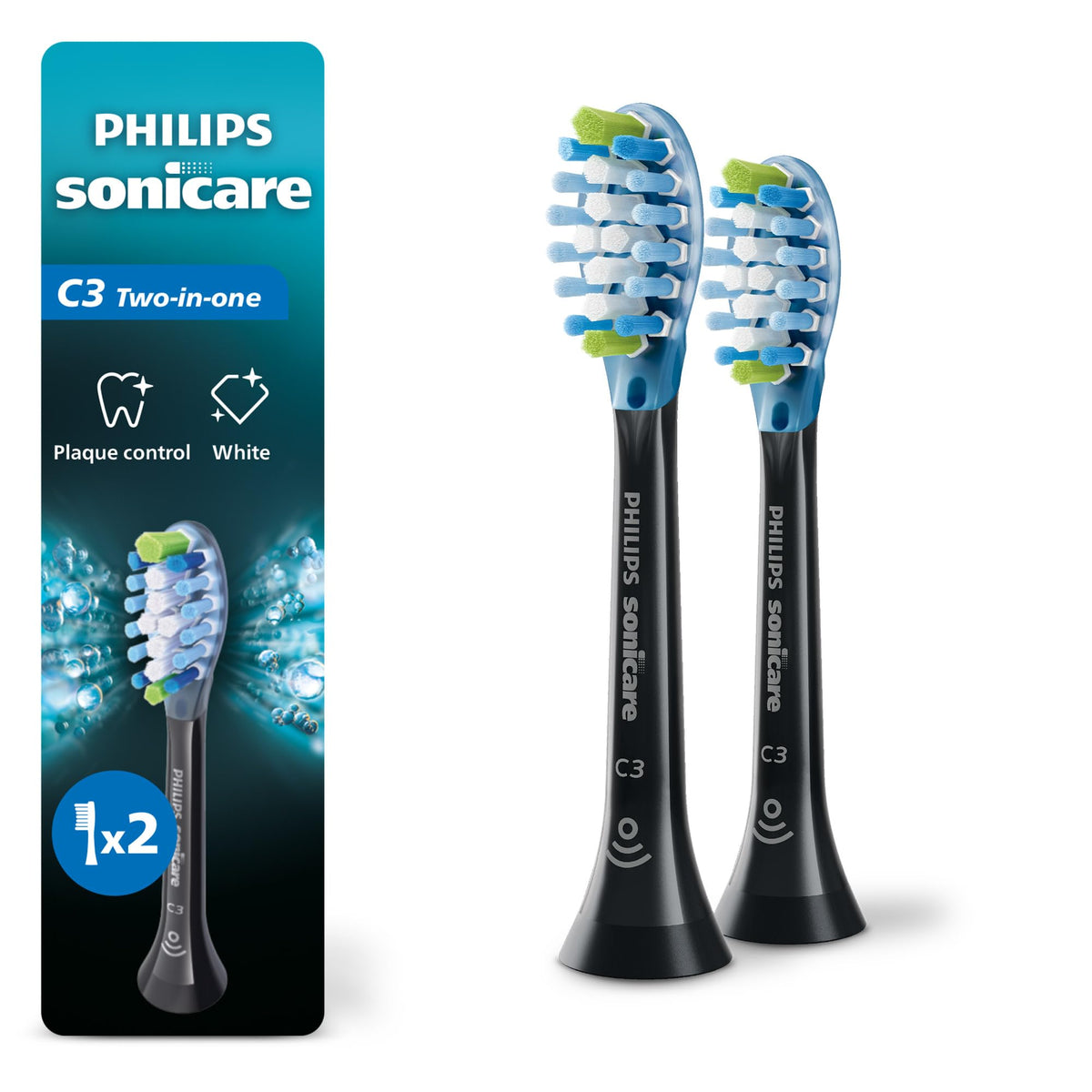 Black 2 Pack Replacement Electric Toothbrush Heads H32109