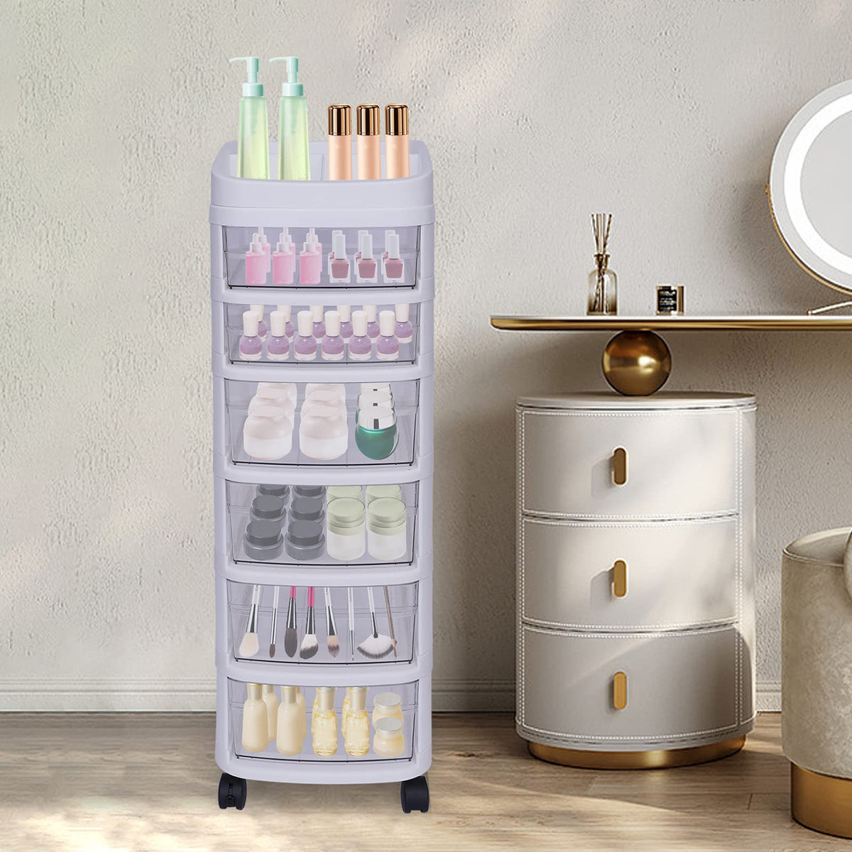 6 Drawer Rolling Storage Cart with Wheels C8754