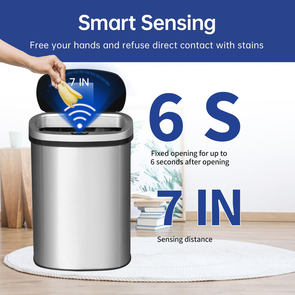 13 Gallon Stainless Steel Trash Can with Lid P913909