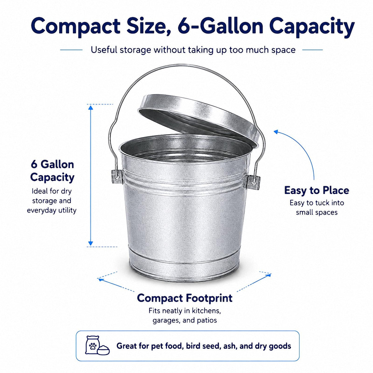 6 Gallon Galvanized Steel Storage Can with Locking Lid Q433
