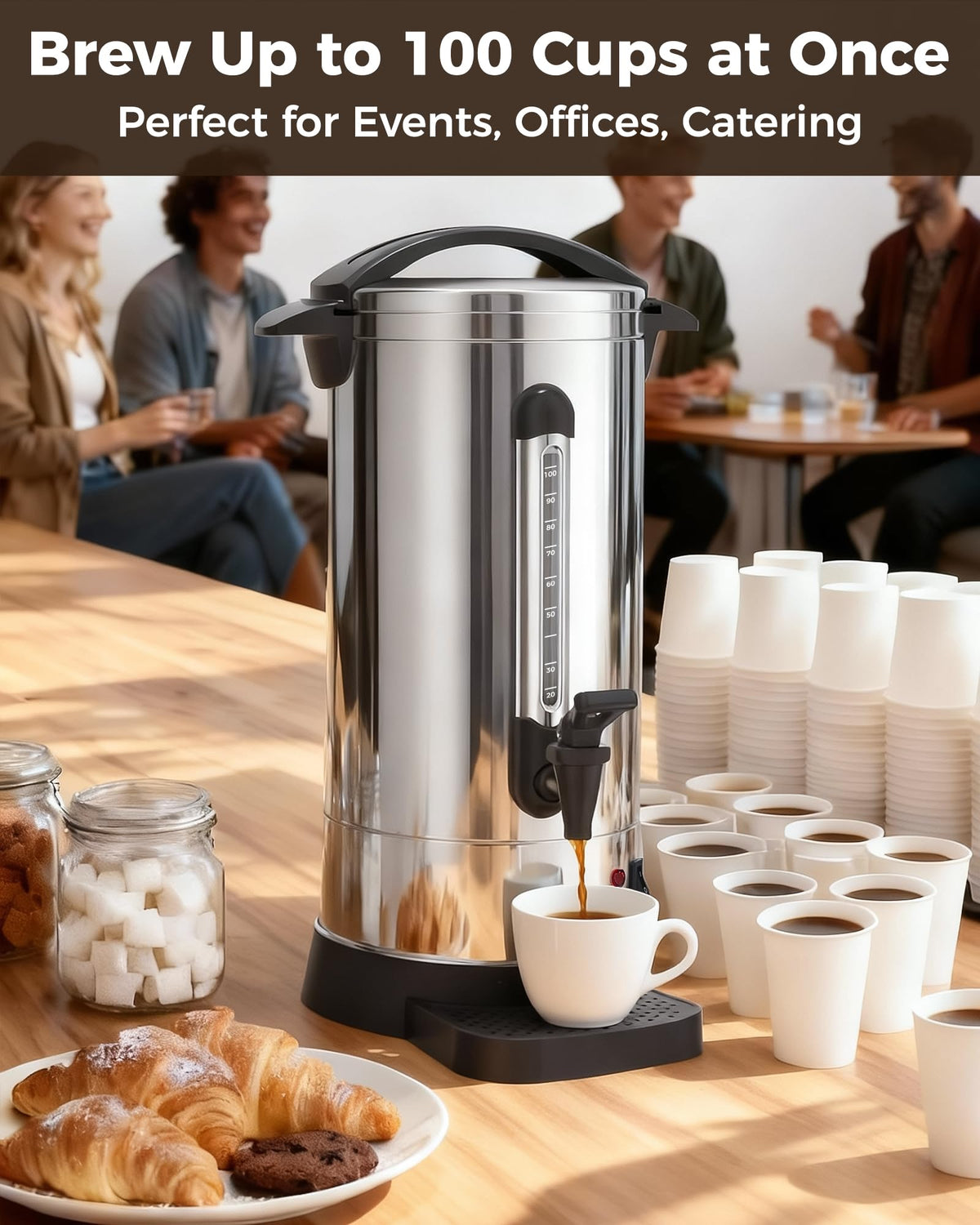 1500W 100 Cup Stainless Steel Commercial Coffee Urn V171