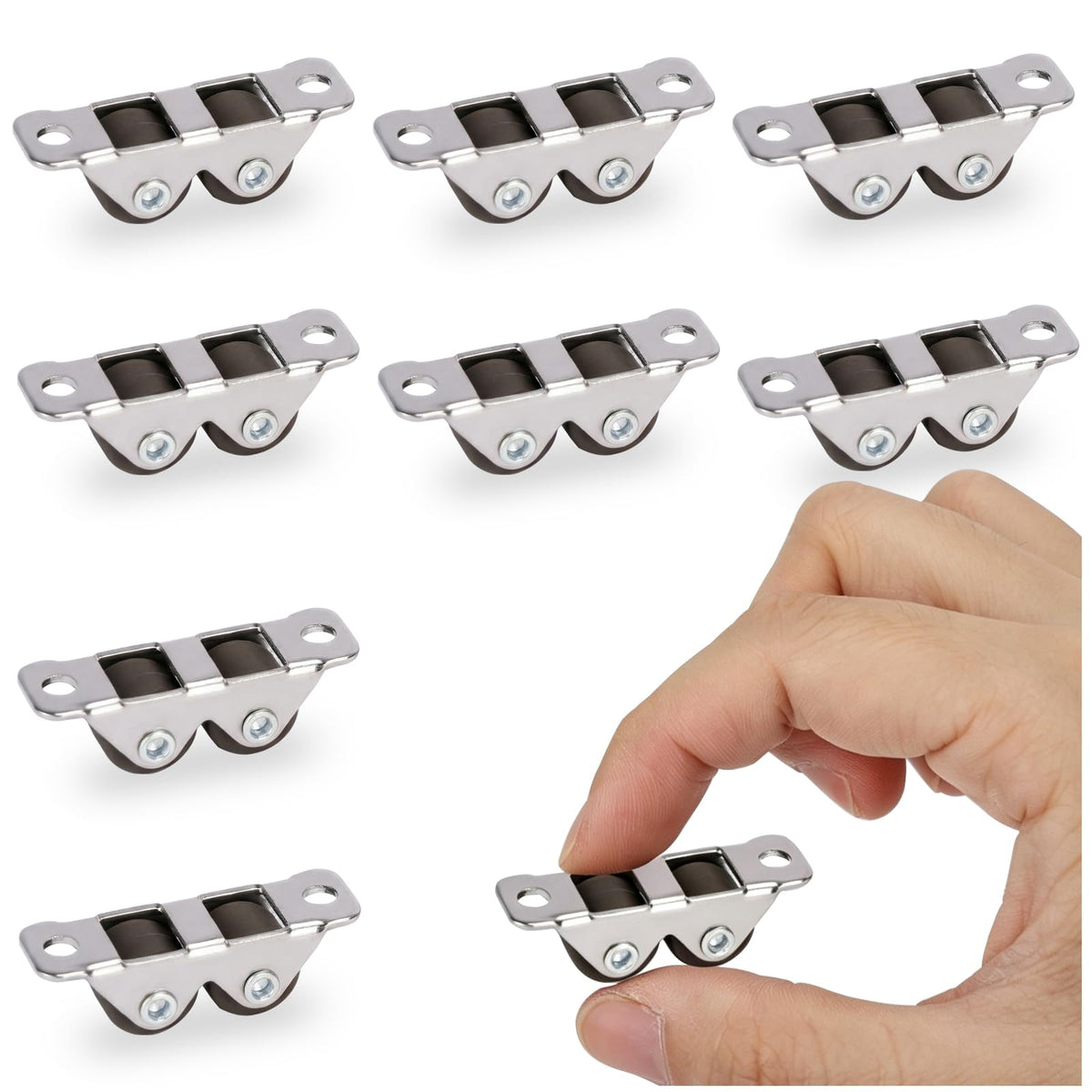 0.5" Dual-Wheel Mini Caster Wheels, 8-Pack L5748
