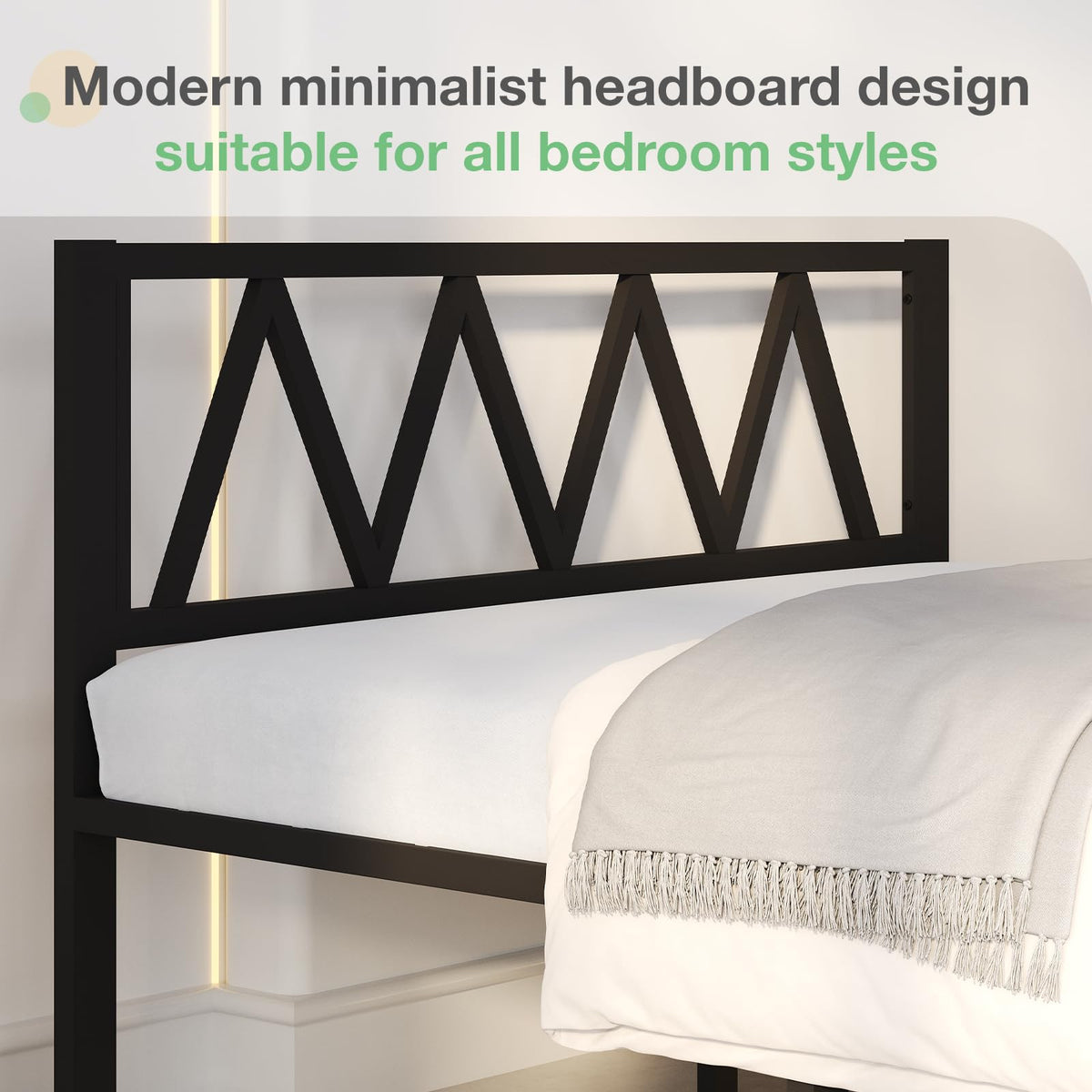 18 Inch Queen Size Metal Platform Bed Frame with Headboard R67553
