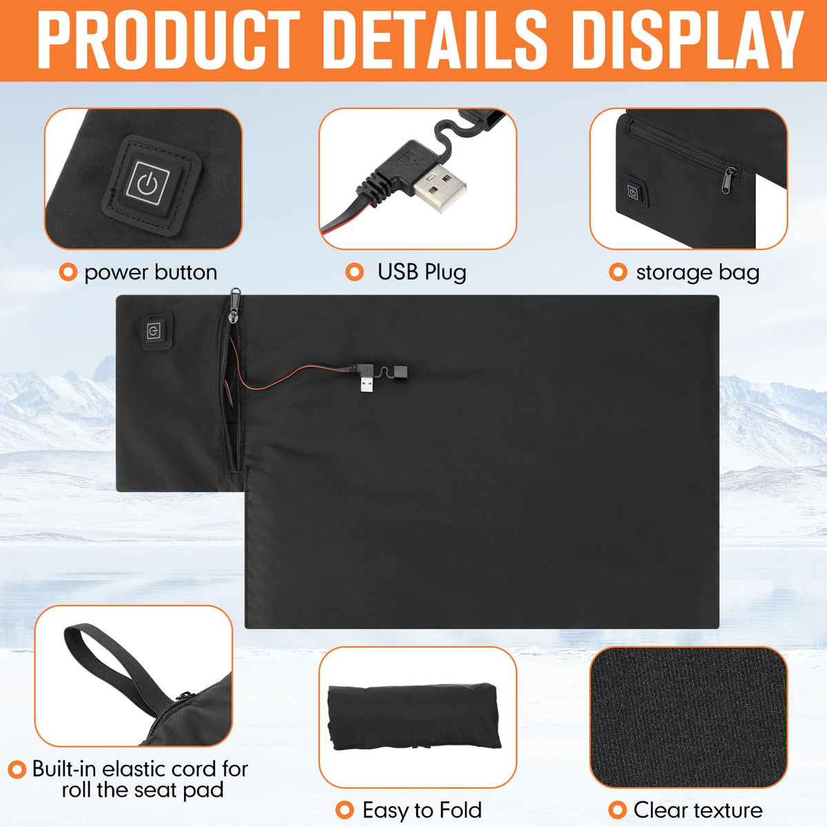 2 Pack Heated Stadium Seat Cushion L967