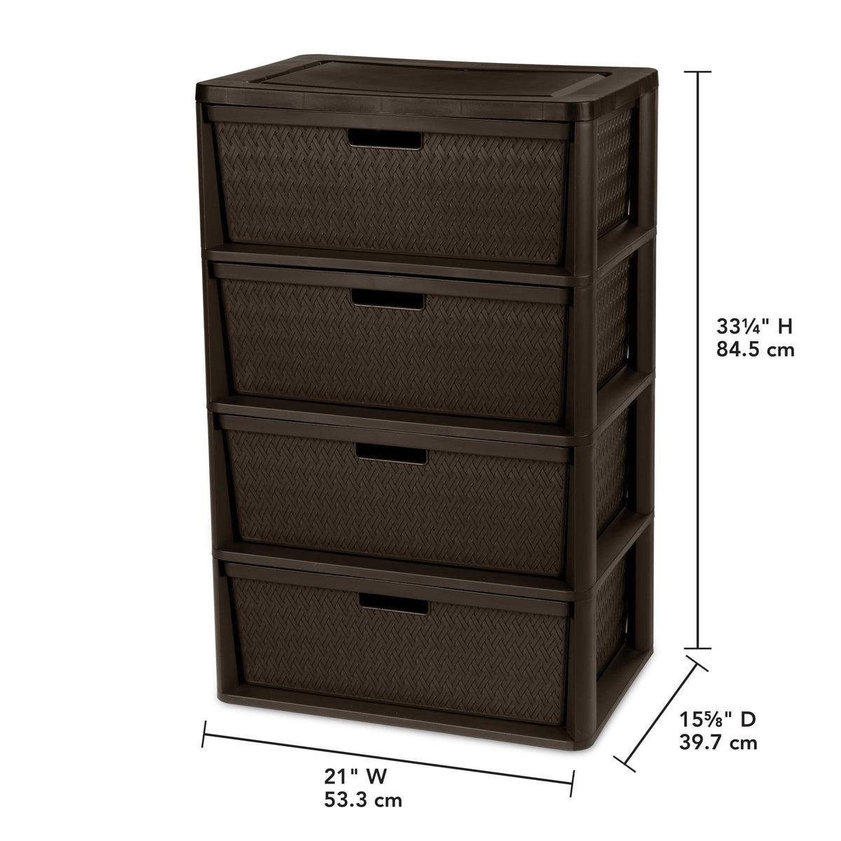 Brown 4 Drawer Plastic Storage Tower M3284