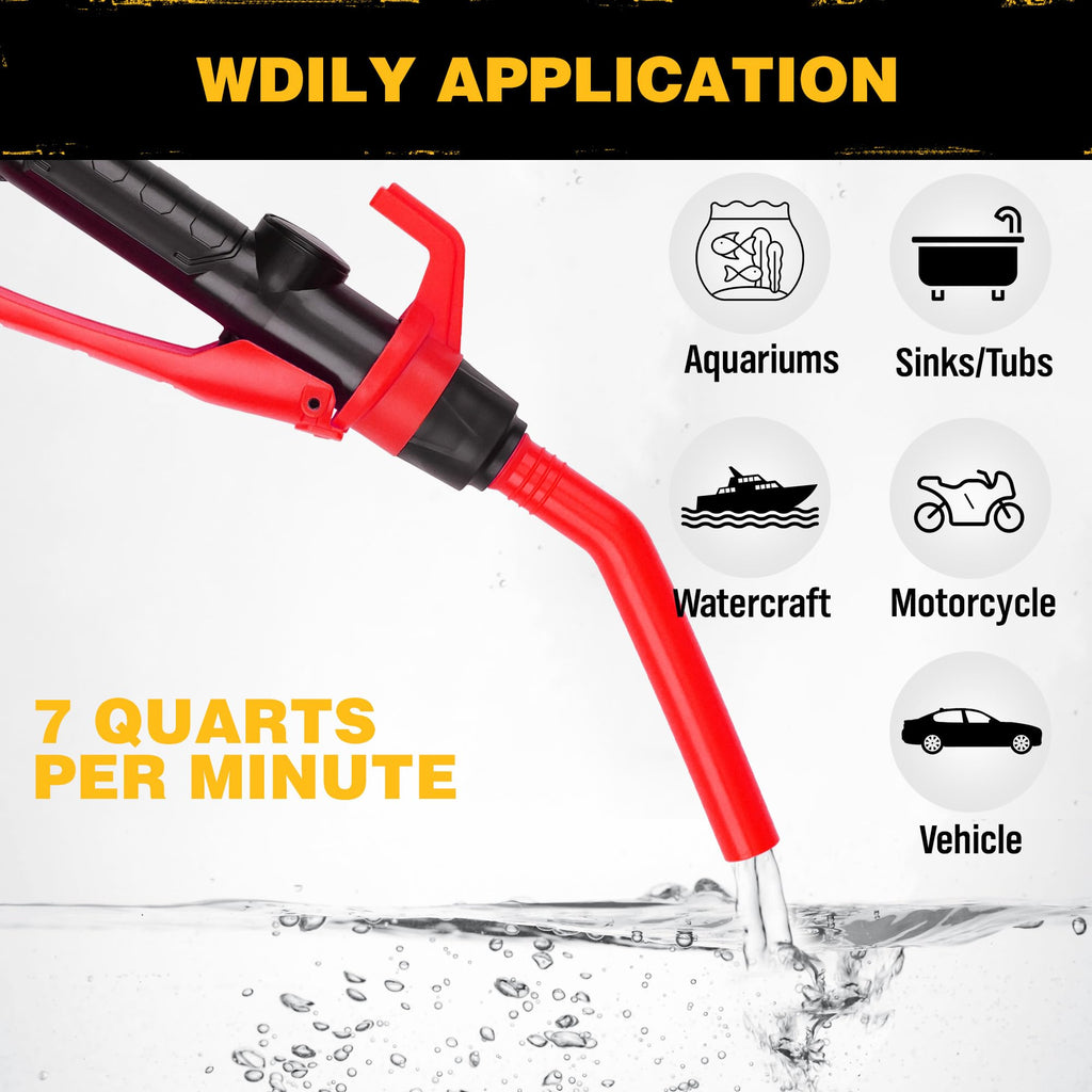 Portable Battery Powered Red Electric Fuel Water Transfer Pump 2.4 GPM B71317