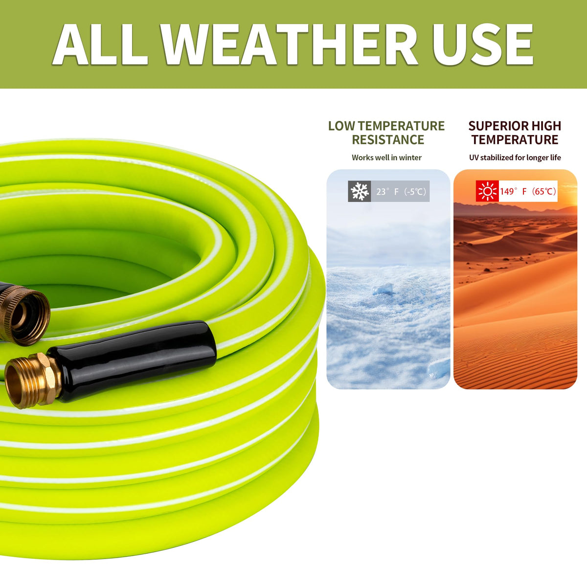 100FT x 5/8" Lightweight Hybrid Rubber Garden Hose W27580