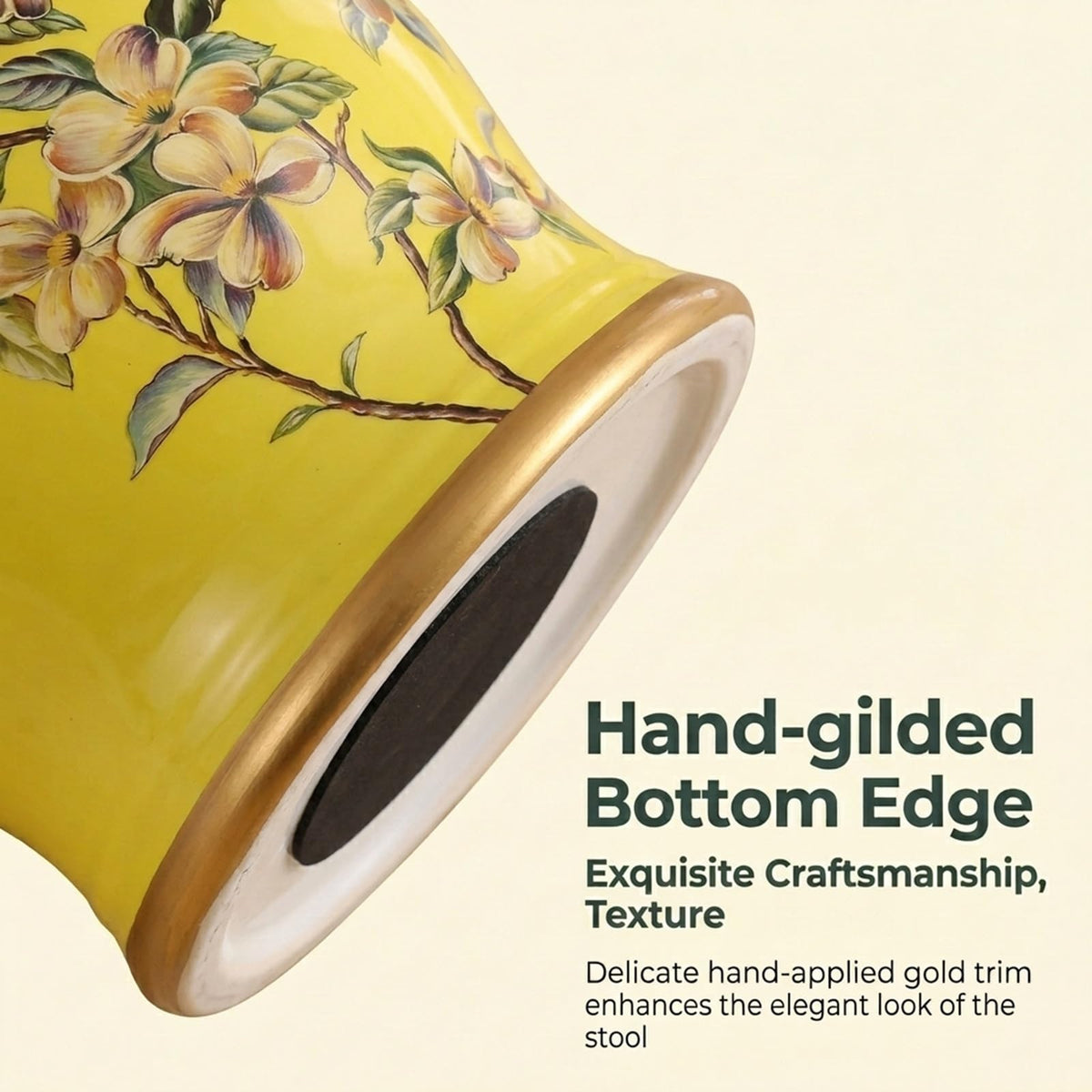 Glazed Hand-Painted Ceramic Drum Stool K93679