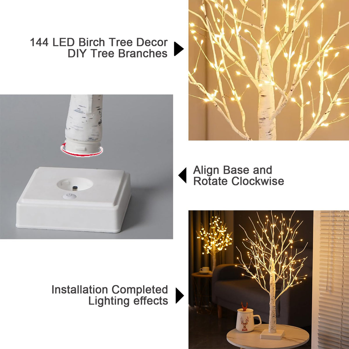 24" 2FT White Birch Tree with 144 LED Lights W490881