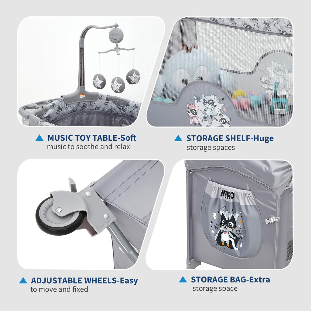 4 in 1 Baby Bassinet Bedside Sleeper Pack and Play with Changing Table S76594
