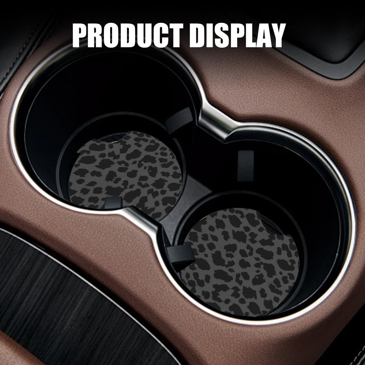 2 PCS Non-Slip Rubber Cheetah Print Car Cup Coasters V98190