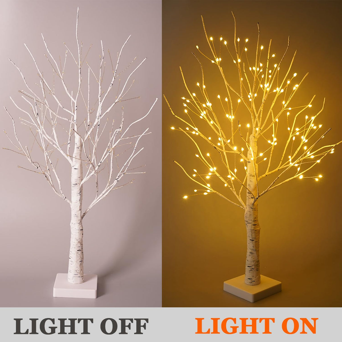 24" 2FT White Birch Tree with 144 LED Lights W490881
