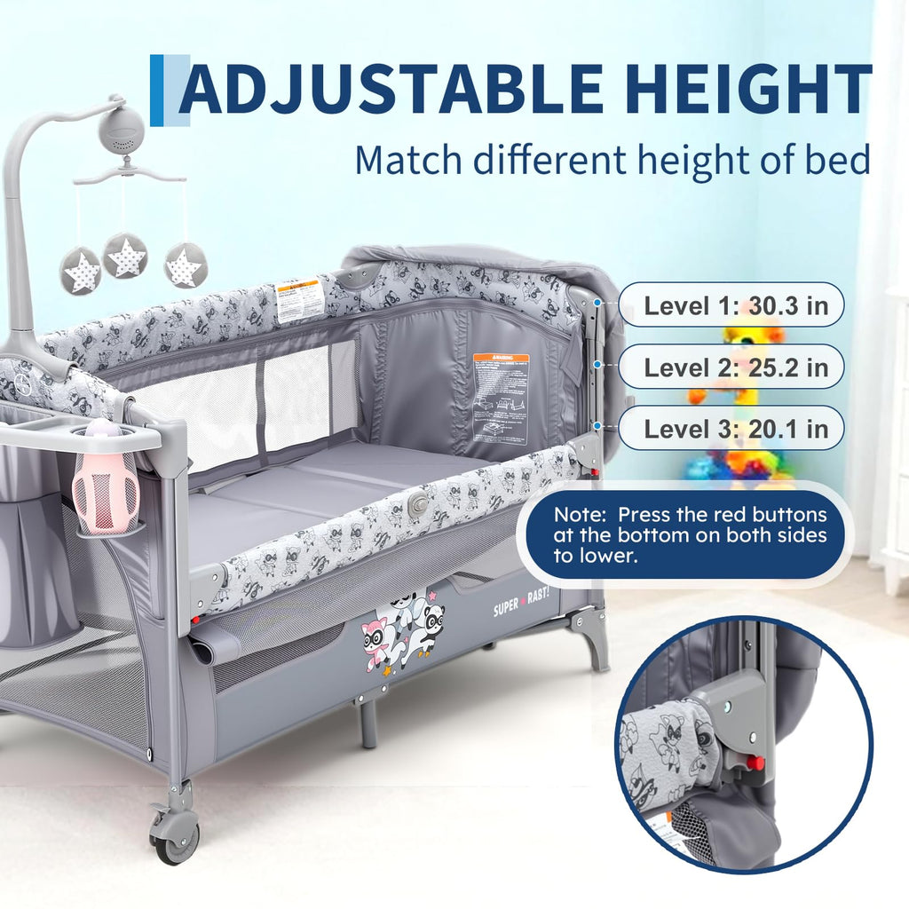 4 in 1 Baby Bassinet Bedside Sleeper Pack and Play with Changing Table S76594