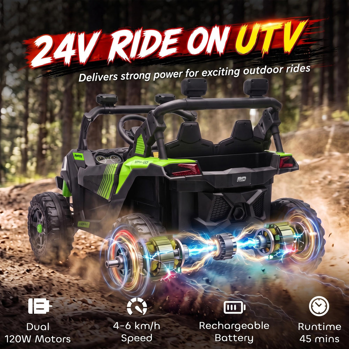 24V 2 Seater Ride On Truck Car Green T169