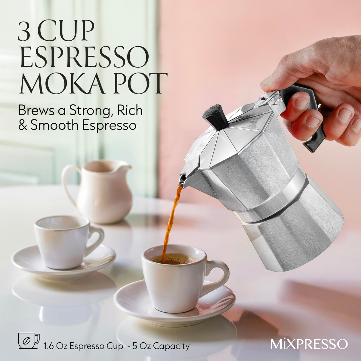 3 Cup Moka Pot Stovetop Espresso Maker V2900