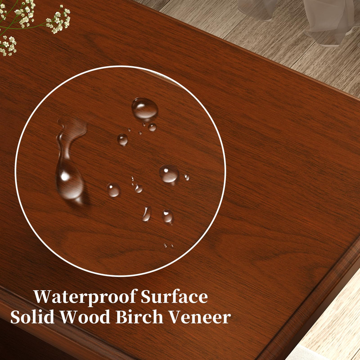 Wood End Table with Magazine Rack and Rubberwood Legs N932
