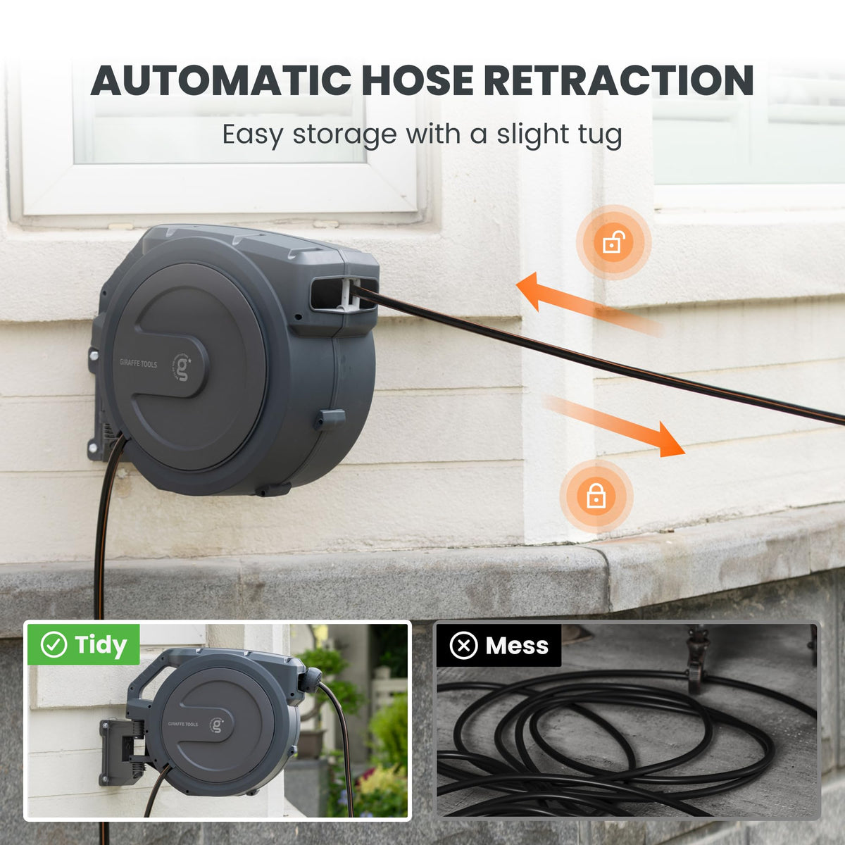 1/2" 100FT Retractable Garden Hose Reel R207