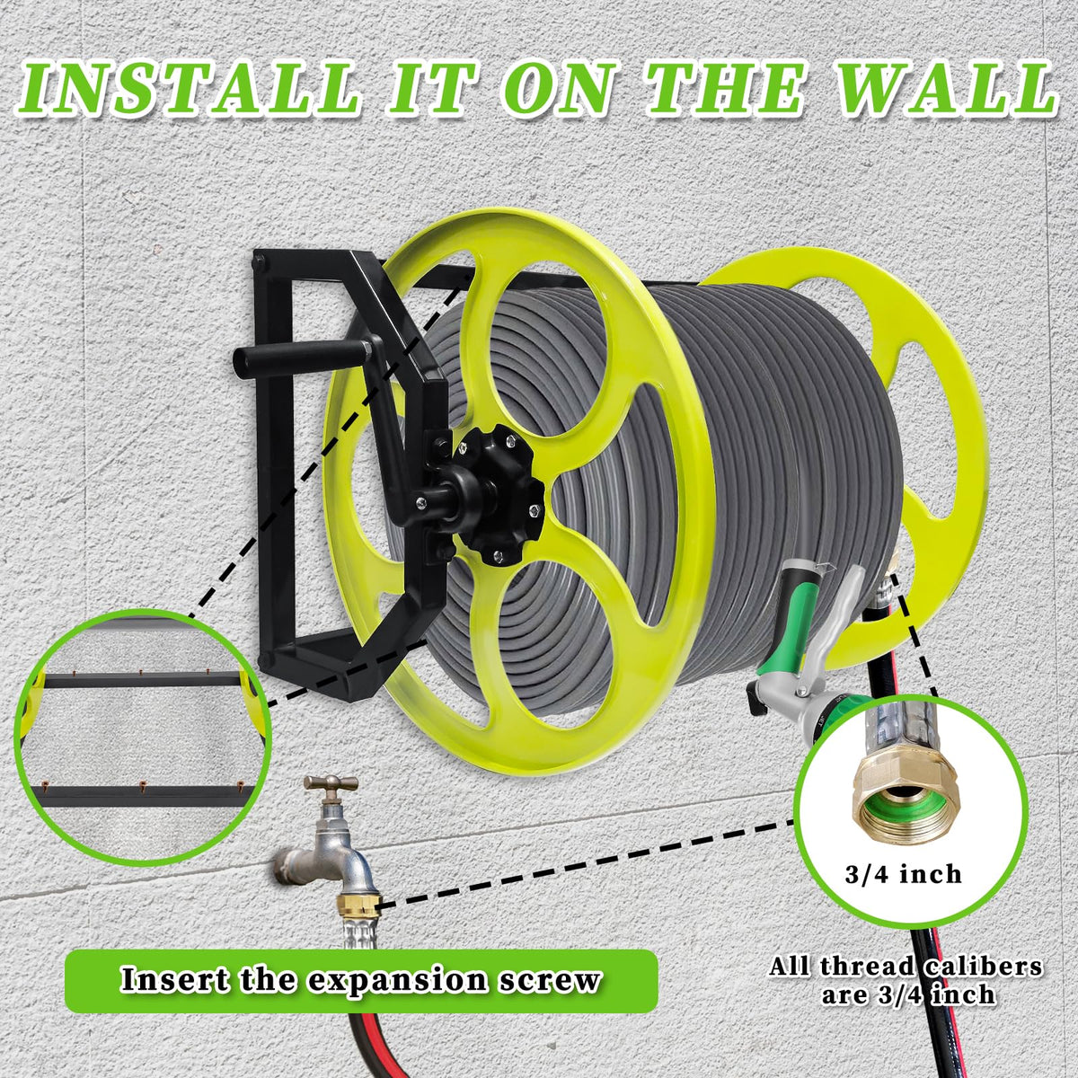 400FT Wall/Floor Mount Garden Hose Reel with Crank L27163