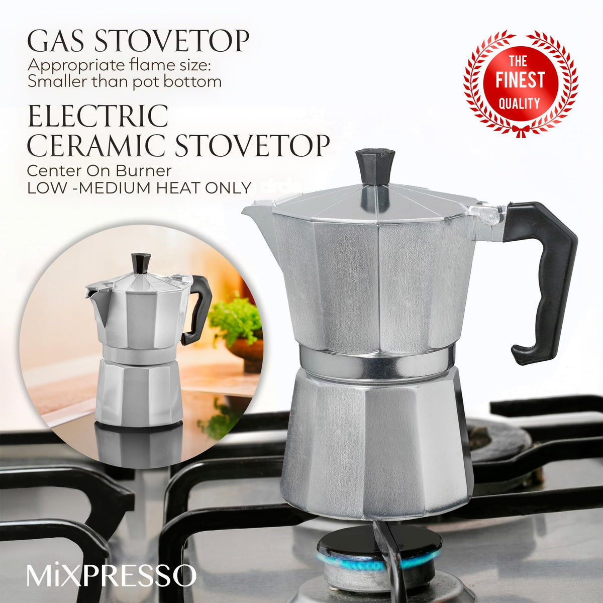 3 Cup Moka Pot Stovetop Espresso Maker V2900