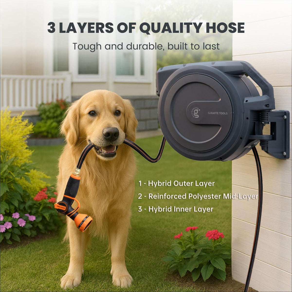 1/2" 100FT Retractable Garden Hose Reel R207