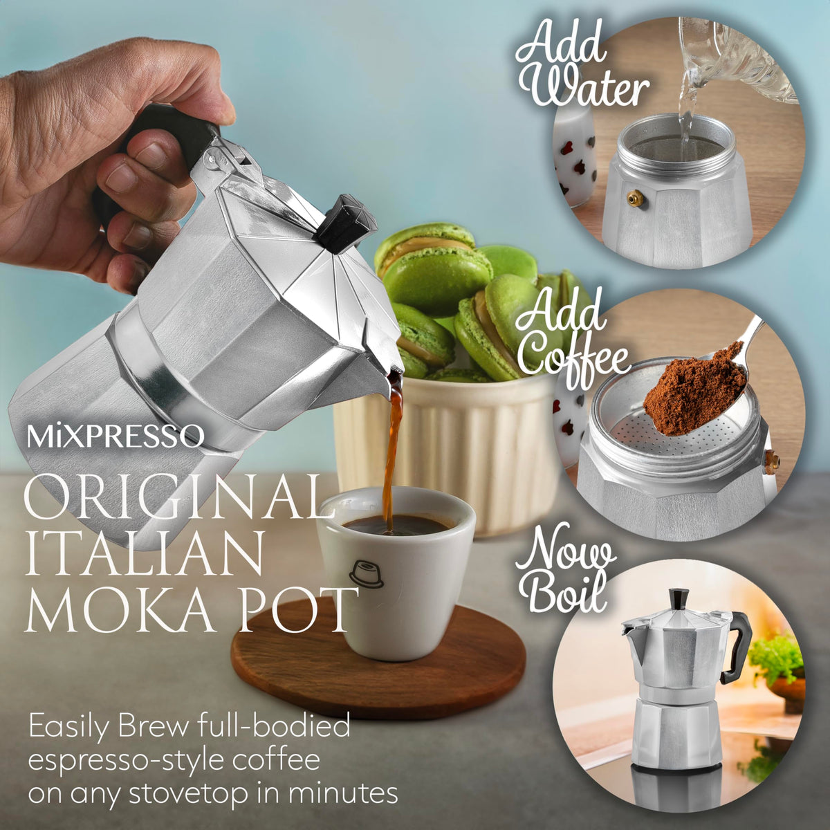 3 Cup Moka Pot Stovetop Espresso Maker V2900