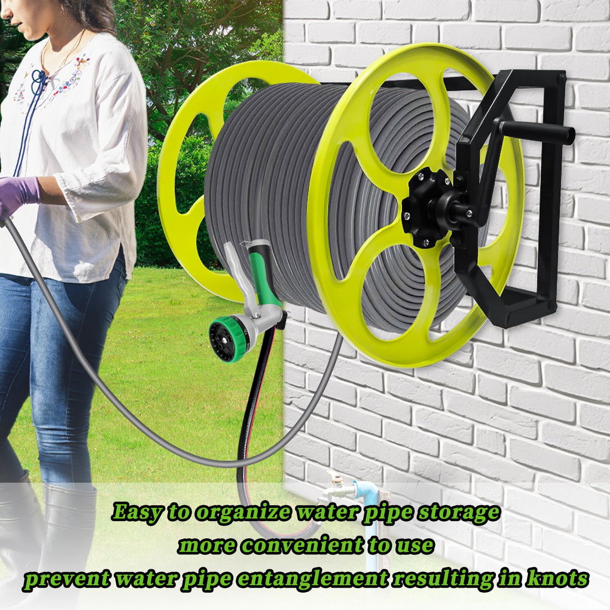 400FT Wall/Floor Mount Garden Hose Reel with Crank L27163