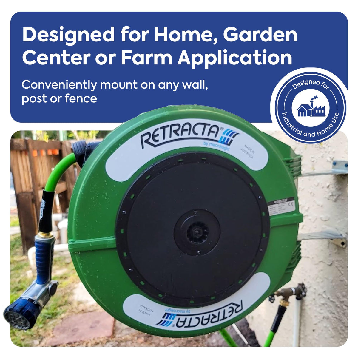 60 Ft Heavy Duty Retractable Garden Hose Reel with Swivel Bracket E75590