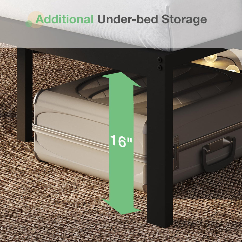 18 Inch Queen Size Metal Platform Bed Frame with Headboard R67553