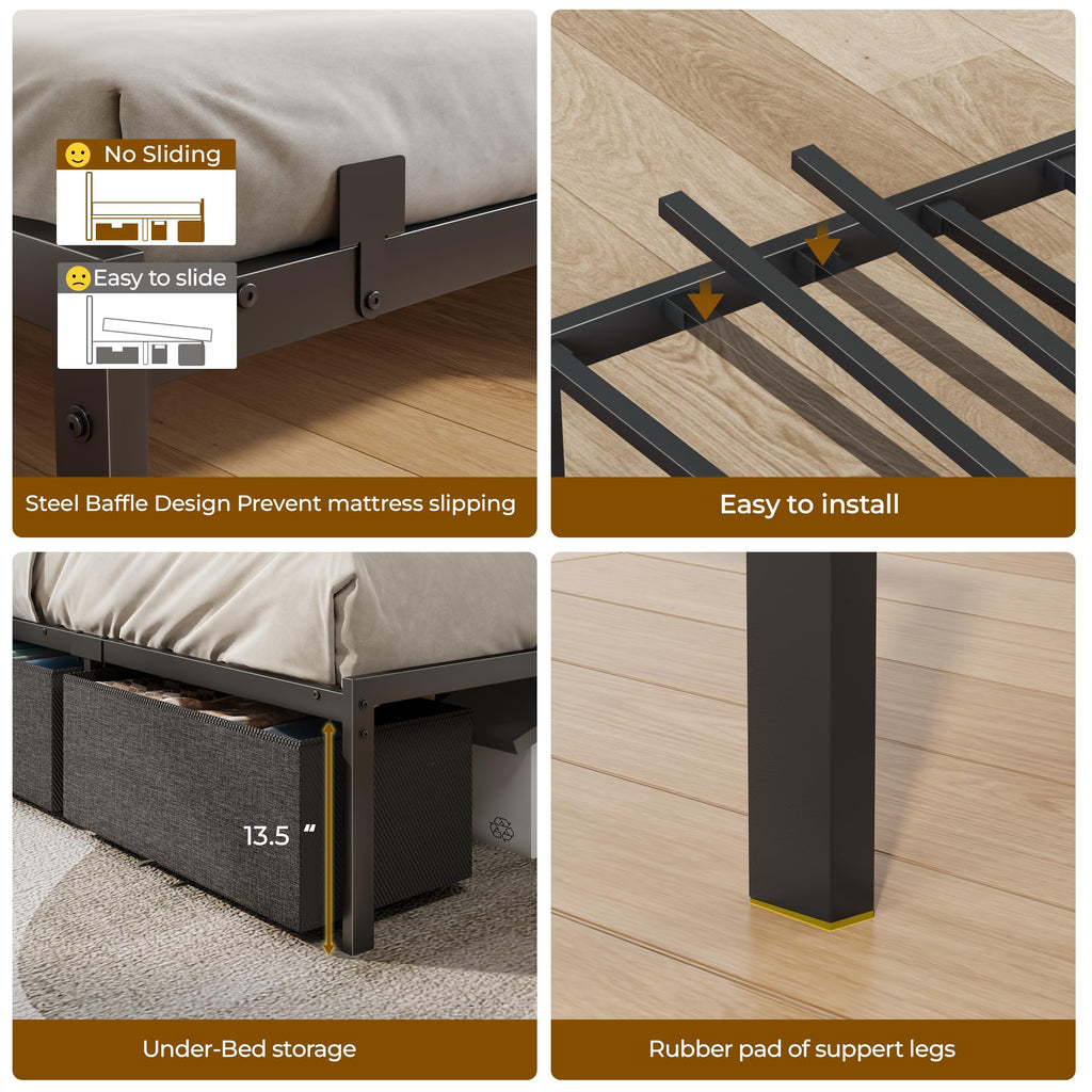 Twin Corner Bed Frame with Upholstered Headboard, 3 Storage Drawers M491460