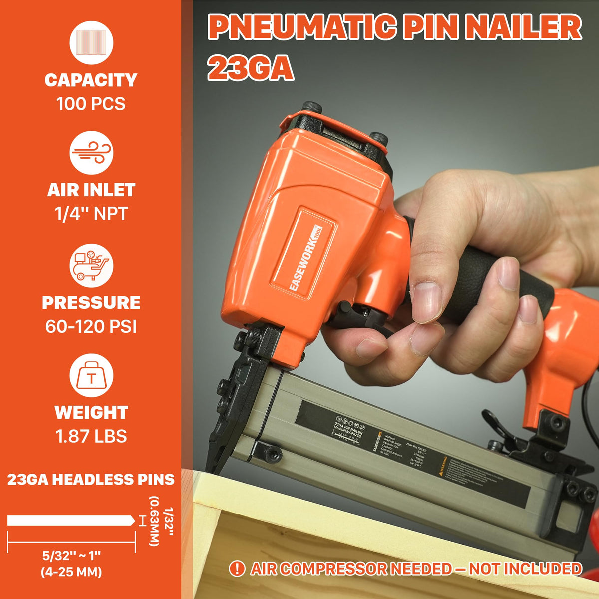 23 Gauge Pneumatic Pin Nailer S606