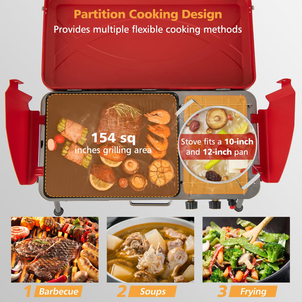 2-Burner Propane Camping Stove with Detachable Legs T735799