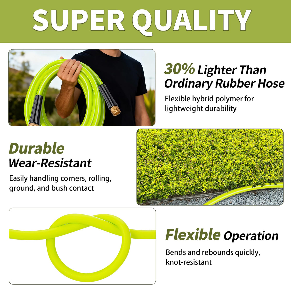 100FT x 5/8" Lightweight Hybrid Rubber Garden Hose W27580