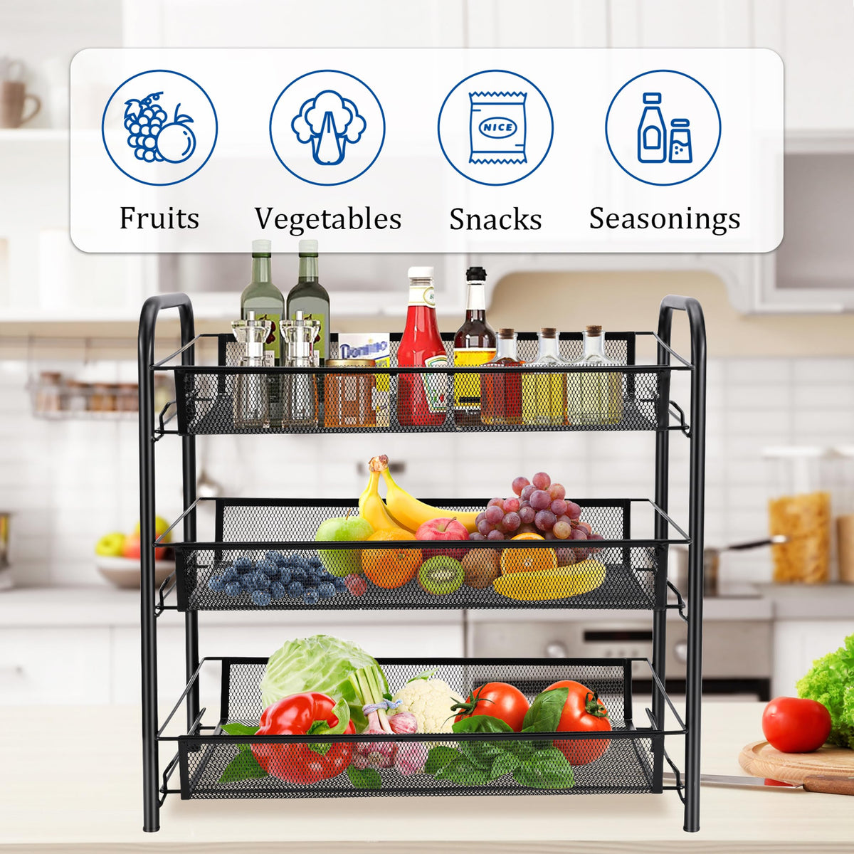 3 Tier Rectangular Metal Fruit Basket G84776